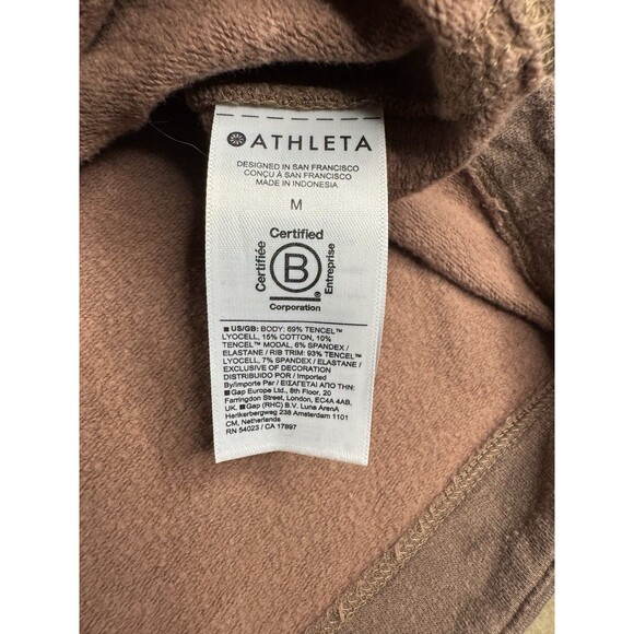 Athleta Clarity V-Neck Sweatshirt Womens Med Rustic Beige Tencel Pullover Cozy - Picture 7 of 11